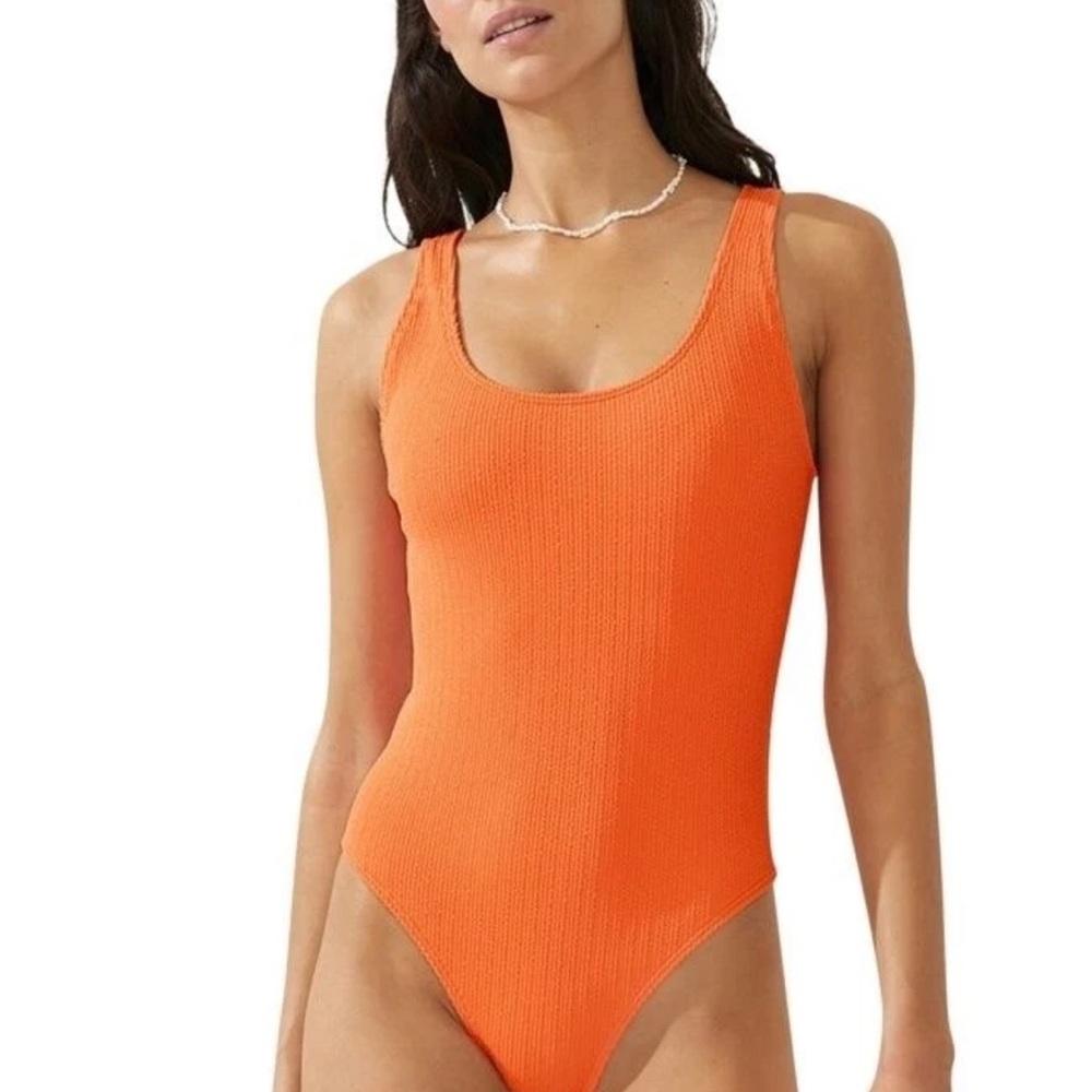 Cotton-on BODY NWT S (M) Vibrant Orange ribbed tummy control One-Piece Swimsuit